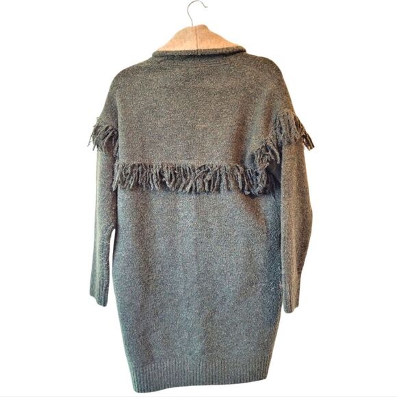 RD Style Women's Green Fringe Longline Cardigan Size XS - Picture 2 of 6